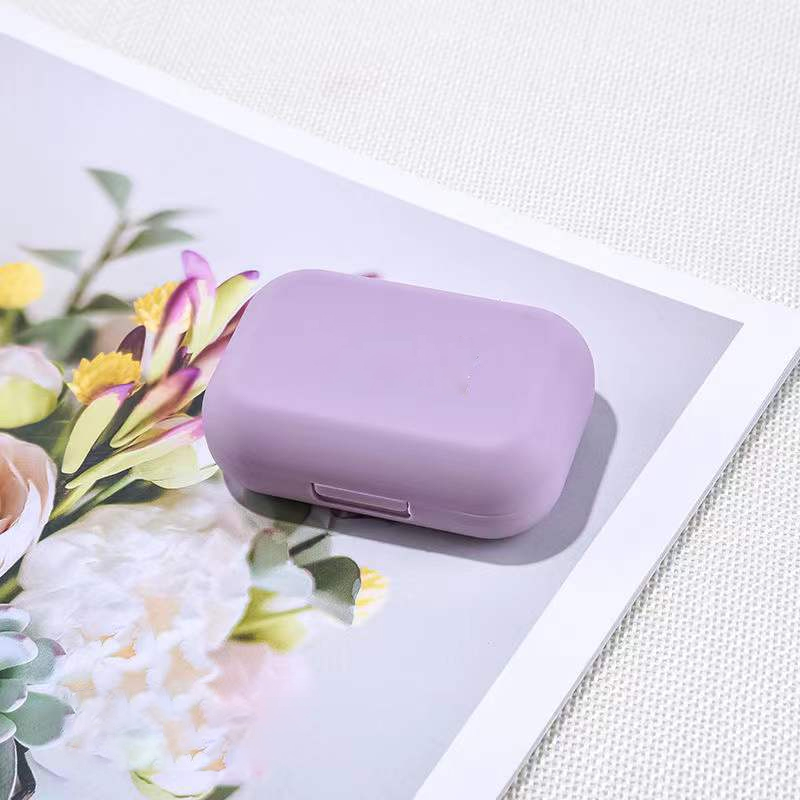 Frosted Mini Rubber Paint Square Contact Lens Case With Mirror Women Colored Contact Lenses Box Eyes Contact Lens Container