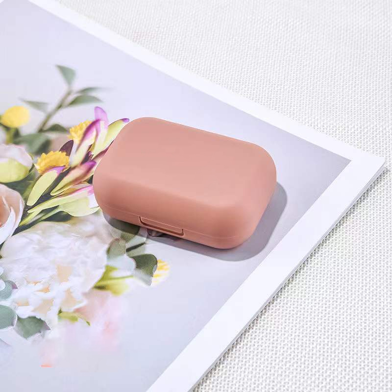 Frosted Mini Rubber Paint Square Contact Lens Case With Mirror Women Colored Contact Lenses Box Eyes Contact Lens Container