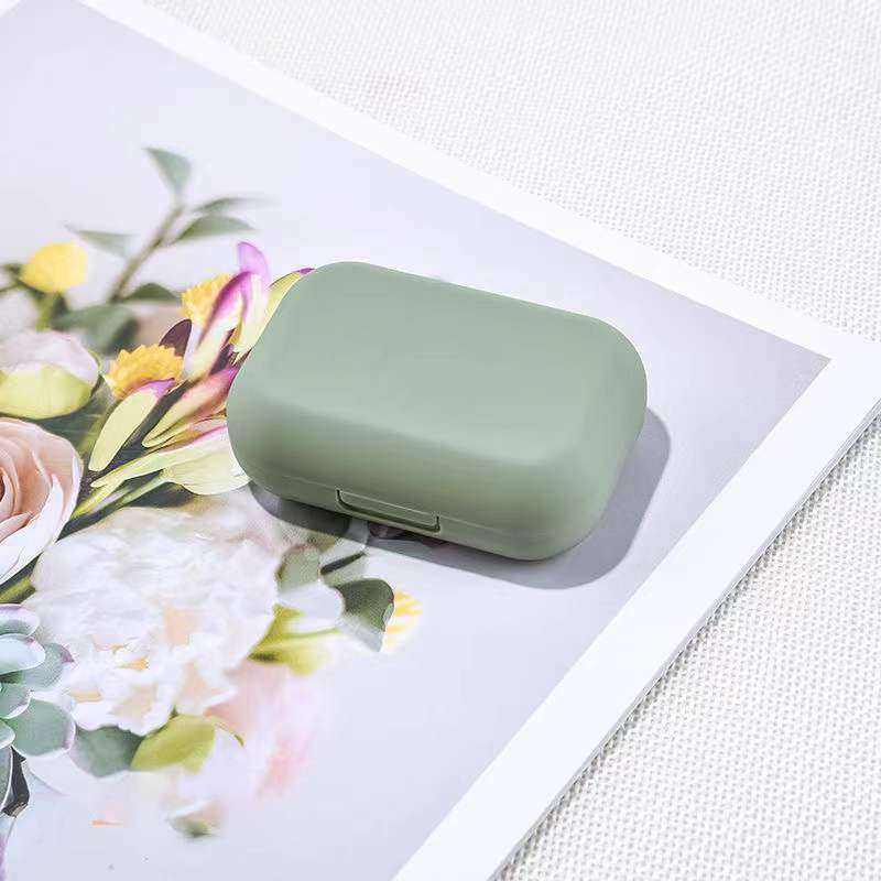 Frosted Mini Rubber Paint Square Contact Lens Case With Mirror Women Colored Contact Lenses Box Eyes Contact Lens Container
