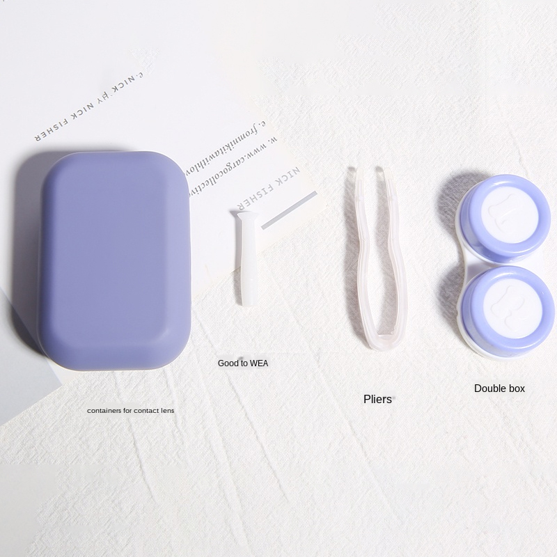 Frosted Mini Rubber Paint Square Contact Lens Case With Mirror Women Colored Contact Lenses Box Eyes Contact Lens Container