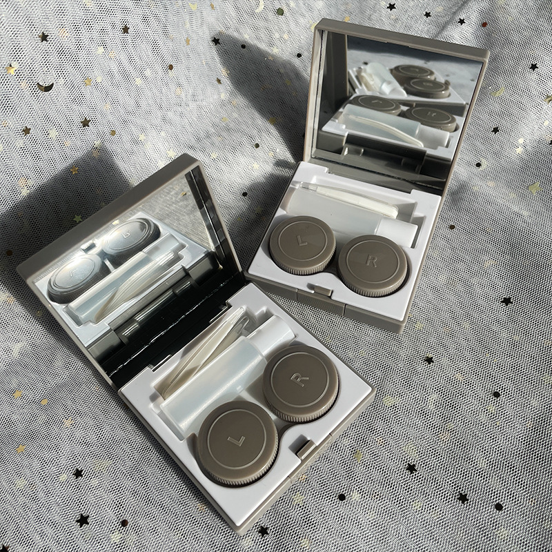 Contact Lenses Box Mirror Container Travel Kit Cold Solid Color Mini Contact Lens Case Pocket Portable Easy Carry Make Up Beauty Pupil Storage