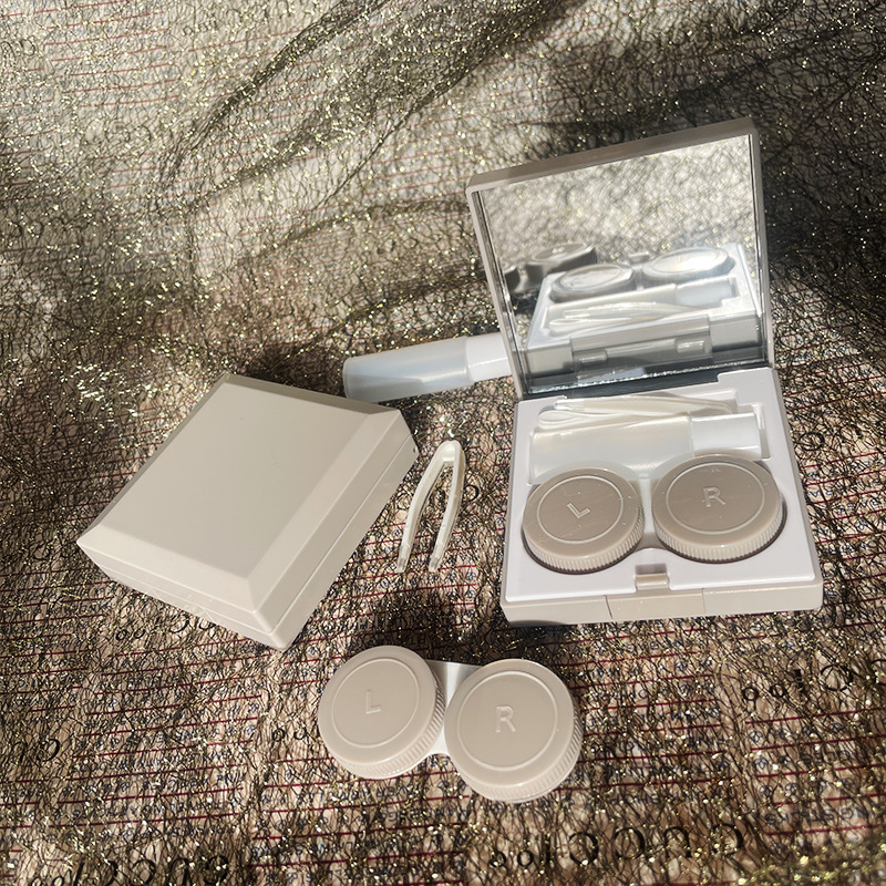 Contact Lenses Box Mirror Container Travel Kit Cold Solid Color Mini Contact Lens Case Pocket Portable Easy Carry Make Up Beauty Pupil Storage