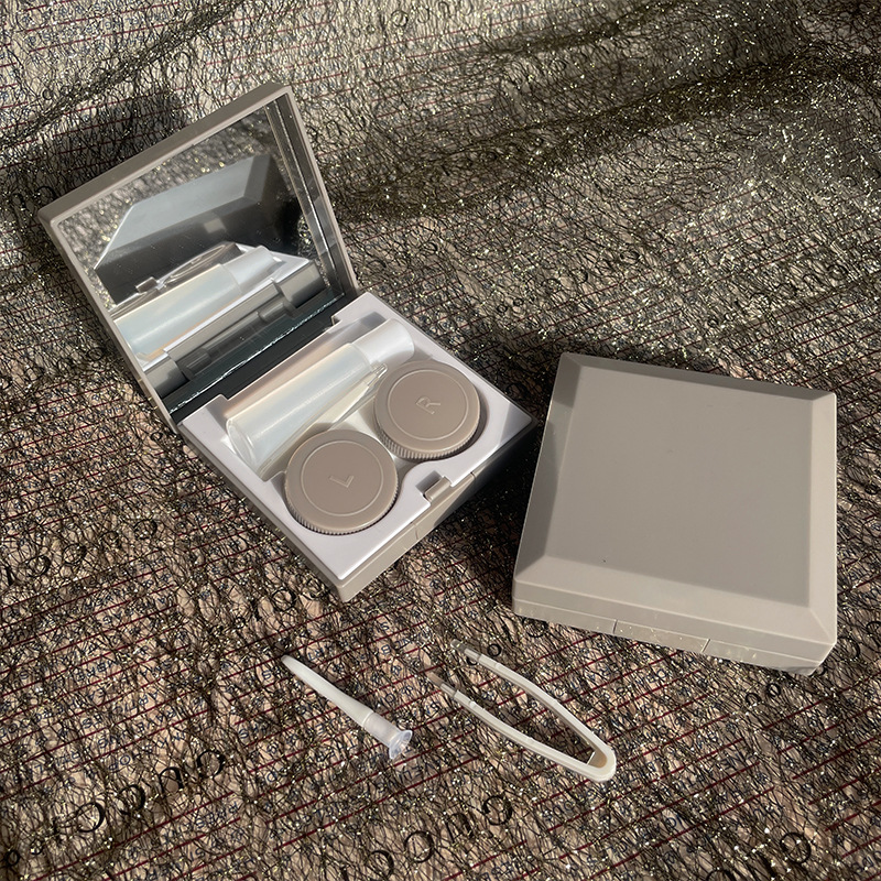 Contact Lenses Box Mirror Container Travel Kit Cold Solid Color Mini Contact Lens Case Pocket Portable Easy Carry Make Up Beauty Pupil Storage