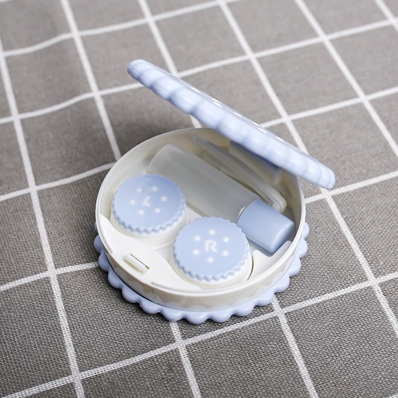 New Arrival Cartoon Cute Cookie Glasses Double Contact Lenses Box Contact Lens Case For Eyes Care Kit Holder Container Gift