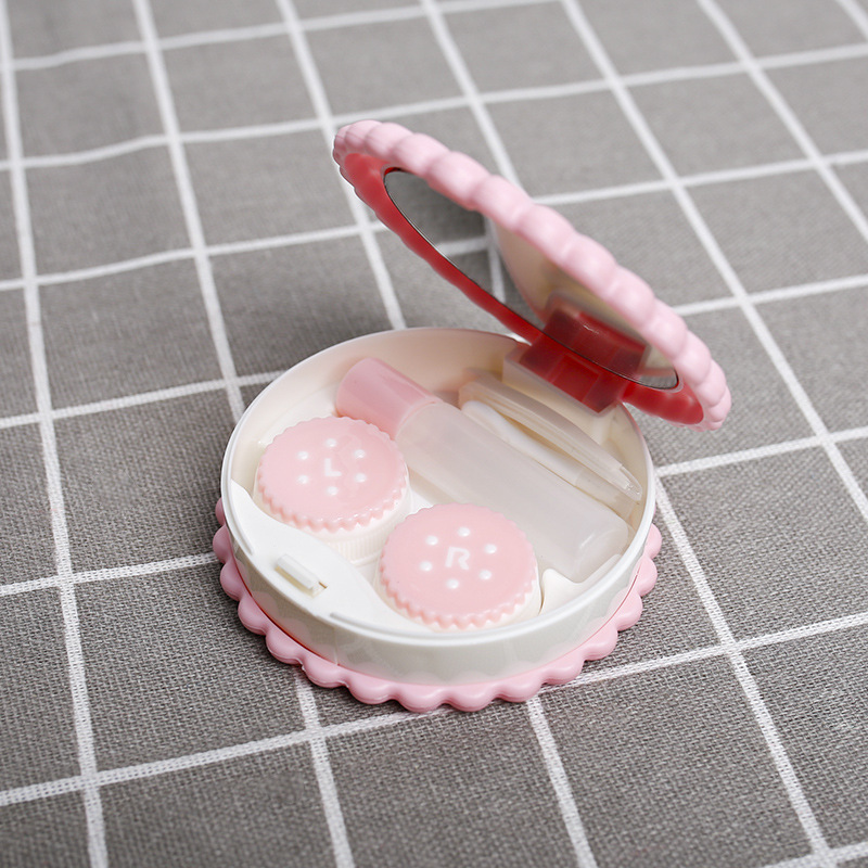 New Arrival Cartoon Cute Cookie Glasses Double Contact Lenses Box Contact Lens Case For Eyes Care Kit Holder Container Gift