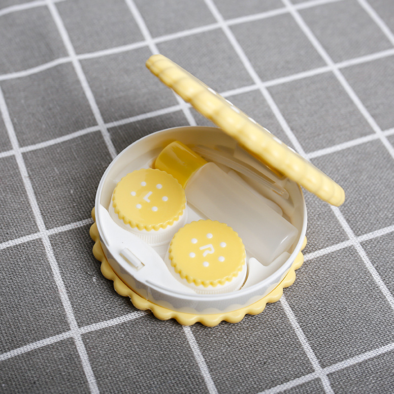 New Arrival Cartoon Cute Cookie Glasses Double Contact Lenses Box Contact Lens Case For Eyes Care Kit Holder Container Gift