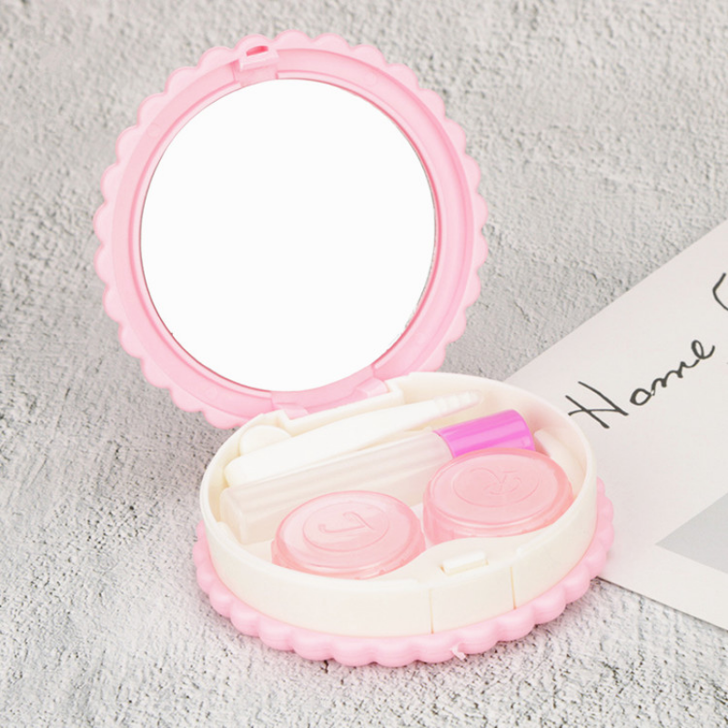 New Arrival Cartoon Cute Cookie Glasses Double Contact Lenses Box Contact Lens Case For Eyes Care Kit Holder Container Gift