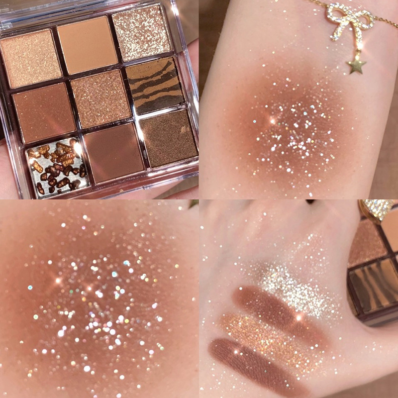DIKALU New Nine-color Eyeshadow Palette Rose Pink Color Pearly Matte Glitter Eyeshadow Pallete Shiny Eye Shadow Eye Pigments