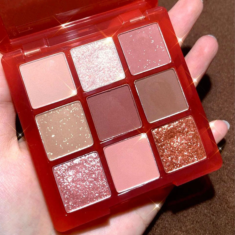 DIKALU New Nine-color Eyeshadow Palette Rose Pink Color Pearly Matte Glitter Eyeshadow Pallete Shiny Eye Shadow Eye Pigments