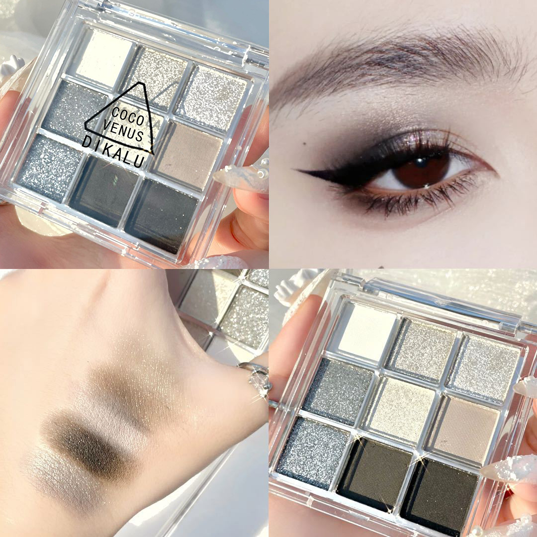 DIKALU New Nine-color Eyeshadow Palette Rose Pink Color Pearly Matte Glitter Eyeshadow Pallete Shiny Eye Shadow Eye Pigments