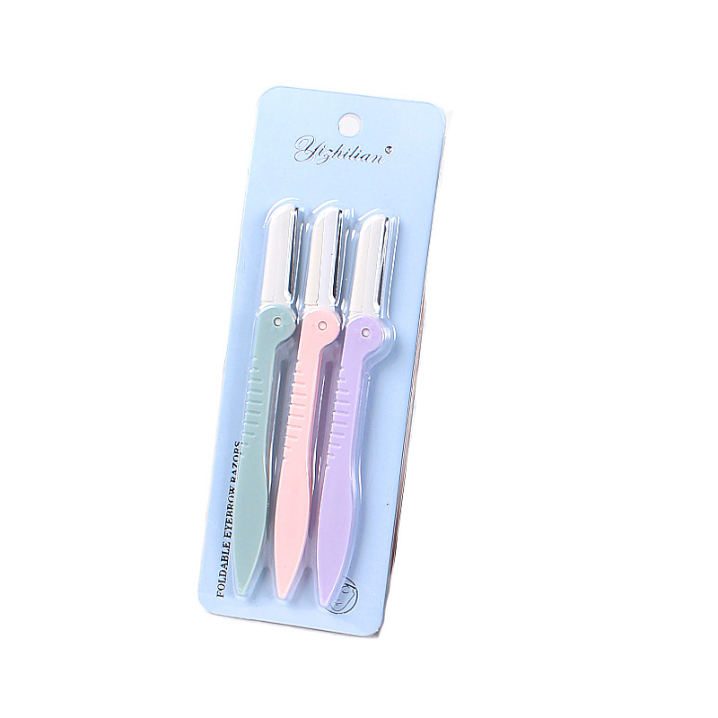 3PCS/Set Pink Blue white Face Eyebrow Razor Trimmer Hair Beauty Face Eyebrow Shaper Shaver Stainless Steel Blades Makeup Tools