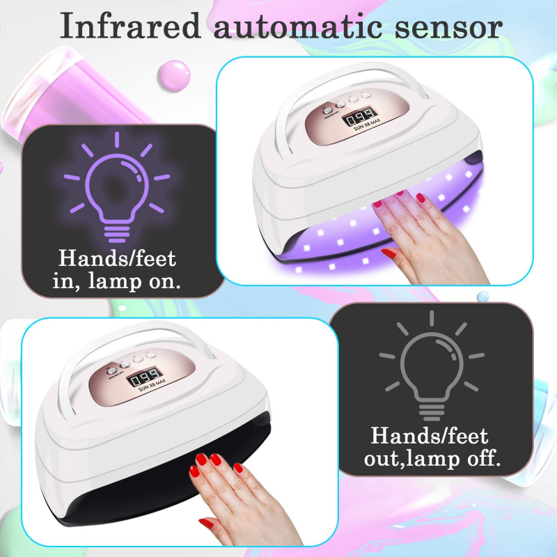 57LEDs Powerful UV LED Nail Dryer For Drying Nail Gel Polish 150W 4 Timers Portable Design With Large LCD Touch Screen Smart Sensor Nail Lamp