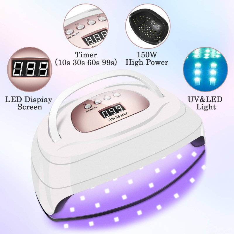57LEDs Powerful UV LED Nail Dryer For Drying Nail Gel Polish 150W 4 Timers Portable Design With Large LCD Touch Screen Smart Sensor Nail Lamp