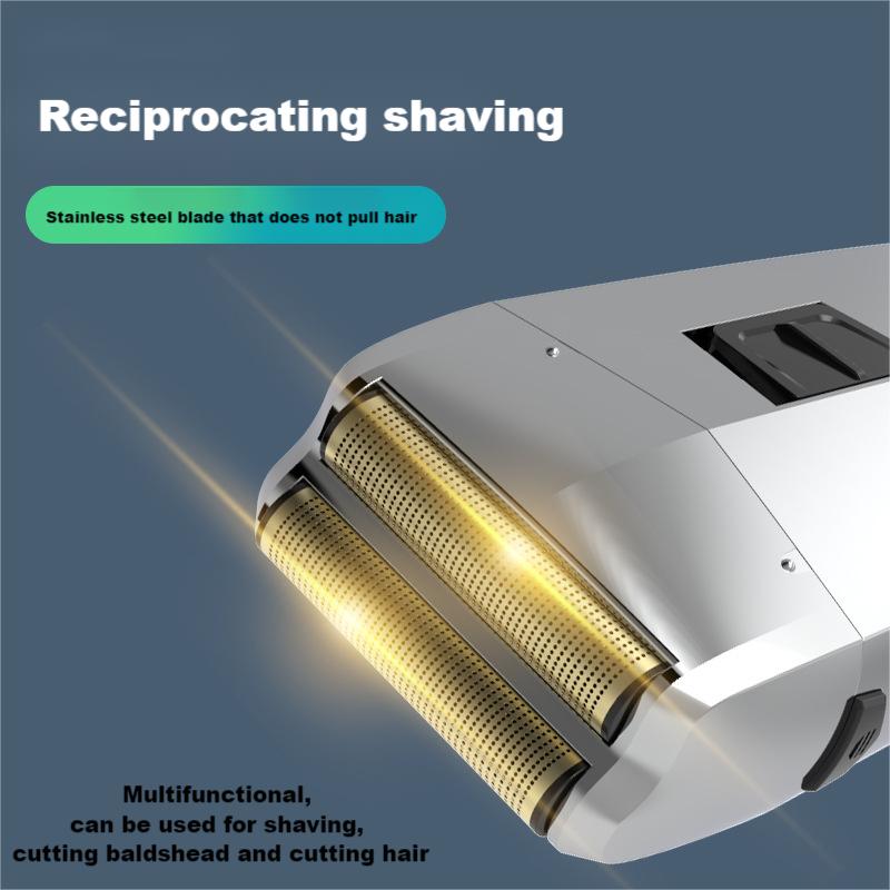 2 in 1 Reciprocating Shaver Electric Hair Clipper Trimmer With 4 limit comb Powerful Rechargeable Shaving Machine Wet & Dry Beard Razor for Men 2 Floating Shaver Head Bald Head Shaving Machine