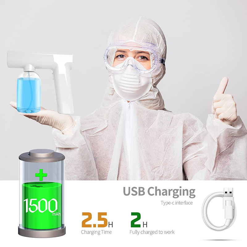 300ml Hand-held Atomizer Spray Gun Nano Mist Sprayer Santitizer Machine Cordless Electric ULV Fogger For Office Garden Sprayer