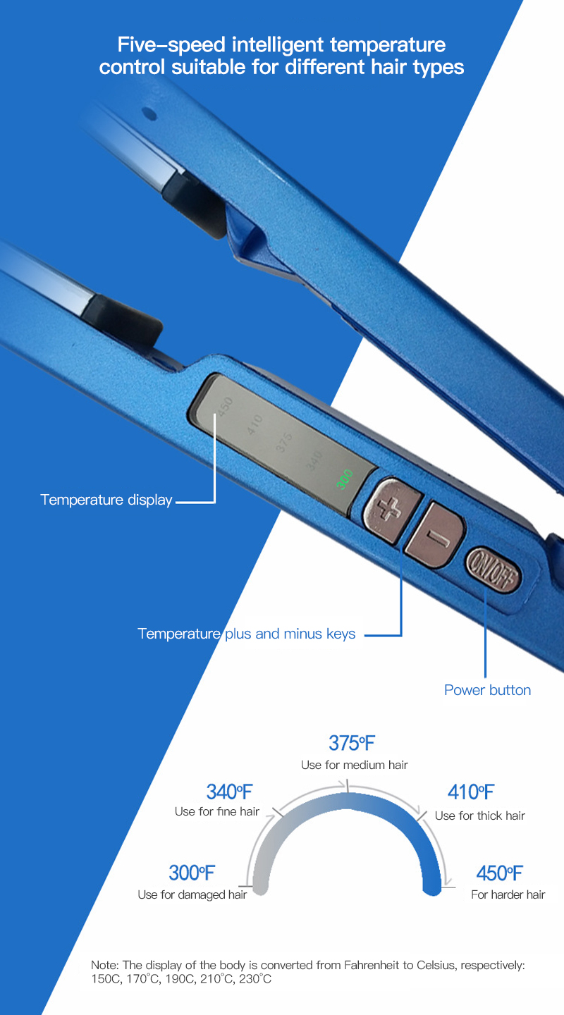 New Arrival Professional 2 in 1 Flat Iron Hair straightener curling Iron11/4 Nano Titanium 450F Temperature Hair Straightener Negative Ion Hair Curler