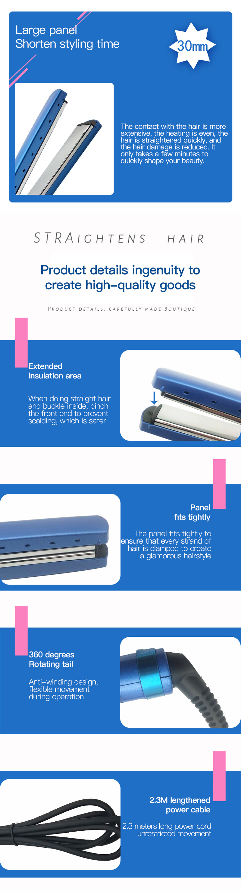 New Arrival Professional 2 in 1 Flat Iron Hair straightener curling Iron11/4 Nano Titanium 450F Temperature Hair Straightener Negative Ion Hair Curler