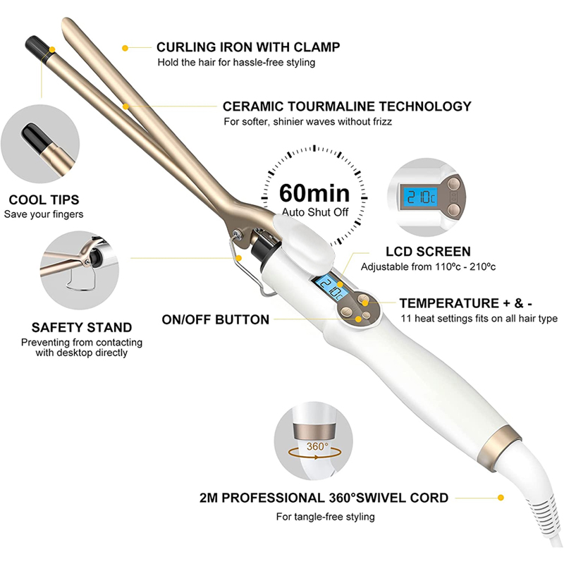 New Arrival Electric Professional Ceramic Hair Curler LCD Curling Iron Roller Curls Wand Waver Fashion Styling Tools