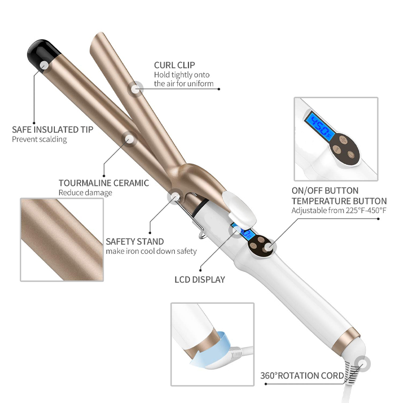 New Arrival Electric Professional Ceramic Hair Curler LCD Curling Iron Roller Curls Wand Waver Fashion Styling Tools