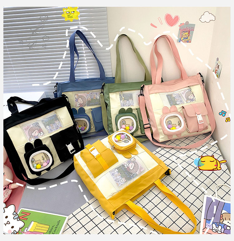 Handbags For Girls Ladies Women Multi-pocket design Shoulder Tote Bag Zipper Canvas Large Capacity Female Crossbody Bags