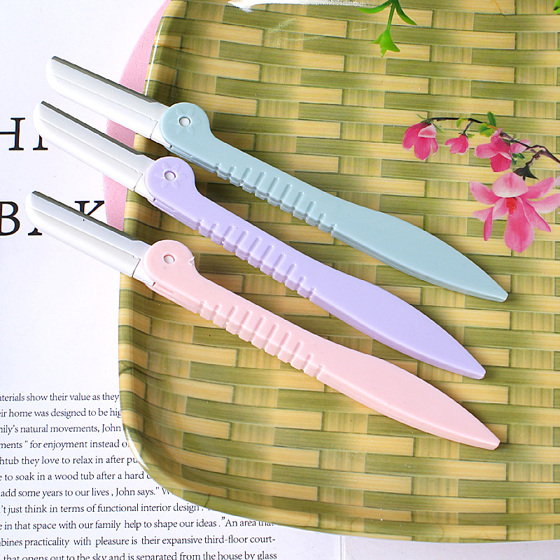 New Arrival 3PCS/Set Face Eyebrow Razor Trimmer Hair Beauty Face Eyebrow Shaper Shaver Pink Blue white Stainless Steel Blades Makeup Tools