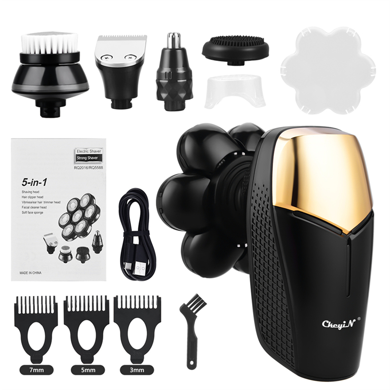 New Arrival Men's Rechargeable Shaver 7D Floating Shaving Head Beard Trimmer 5 in1 Rechargeable Shaver Multifunctional Trimmer For Men