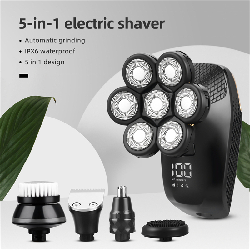 New Arrival Men's Rechargeable Shaver 7D Floating Shaving Head Beard Trimmer 5 in1 Rechargeable Shaver Multifunctional Trimmer For Men