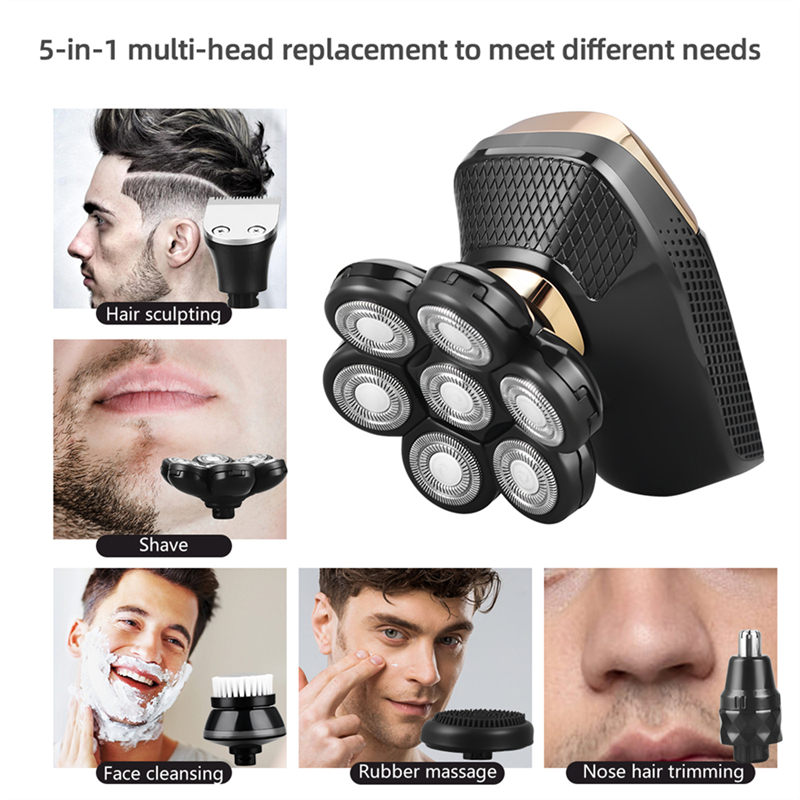 New Arrival Men's Rechargeable Shaver 7D Floating Shaving Head Beard Trimmer 5 in1 Rechargeable Shaver Multifunctional Trimmer For Men