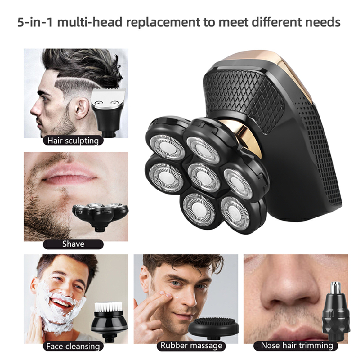 New Arrival Men's Rechargeable Shaver 7D Floating Shaving Head Beard Trimmer 5 in1 Rechargeable Shaver Multifunctional Trimmer For Men