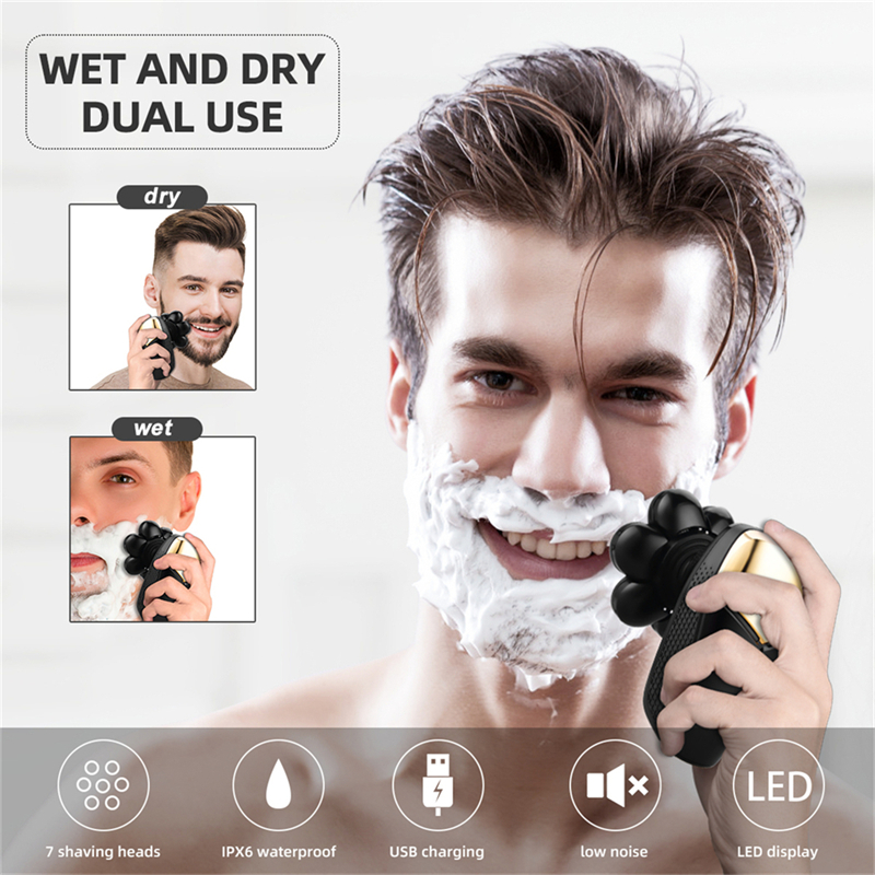New Arrival Men's Rechargeable Shaver 7D Floating Shaving Head Beard Trimmer 5 in1 Rechargeable Shaver Multifunctional Trimmer For Men