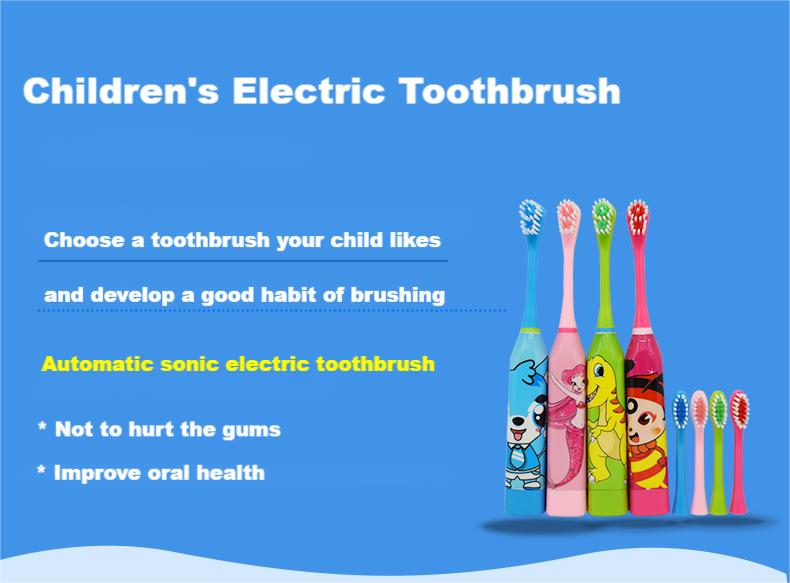 Toothbrush Soft Bristle for Battery Type Children's Electric Toothbrush Cute Cartoon Kids Oral Cleaning Accessory Automatic Ultrasonic Waterproof Toothbrush
