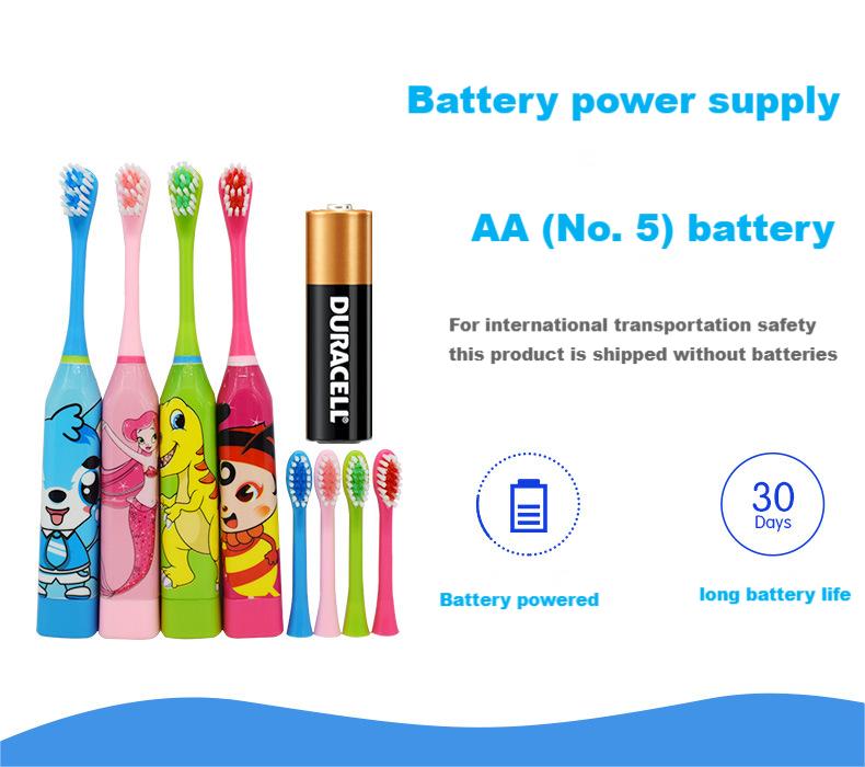 Toothbrush Soft Bristle for Battery Type Children's Electric Toothbrush Cute Cartoon Kids Oral Cleaning Accessory Automatic Ultrasonic Waterproof Toothbrush