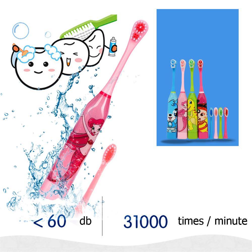 Toothbrush Soft Bristle for Battery Type Children's Electric Toothbrush Cute Cartoon Kids Oral Cleaning Accessory Automatic Ultrasonic Waterproof Toothbrush