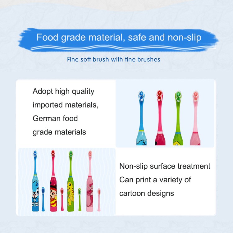 Toothbrush Soft Bristle for Battery Type Children's Electric Toothbrush Cute Cartoon Kids Oral Cleaning Accessory Automatic Ultrasonic Waterproof Toothbrush