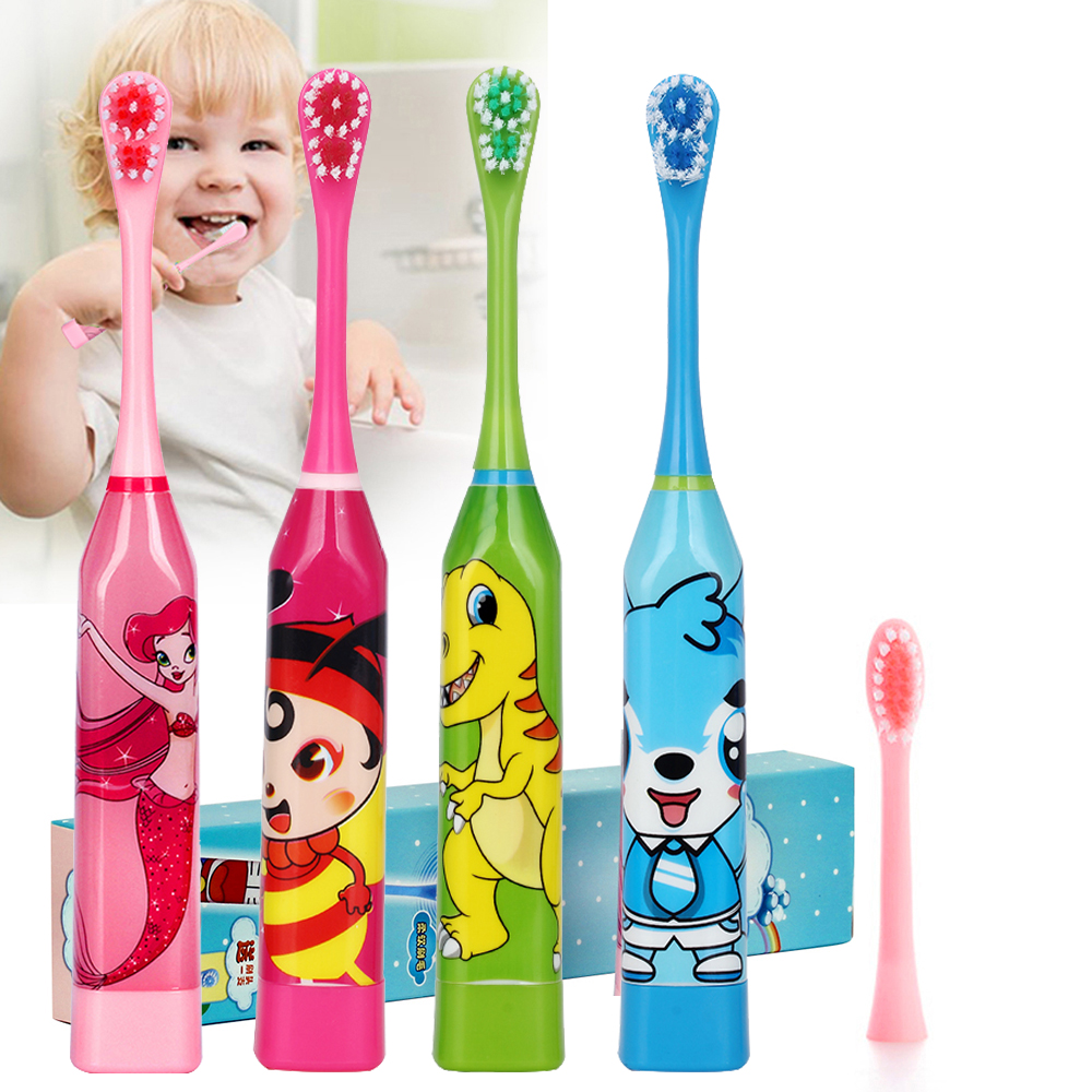Toothbrush Soft Bristle for Battery Type Children's Electric Toothbrush Cute Cartoon Kids Oral Cleaning Accessory Automatic Ultrasonic Waterproof Toothbrush