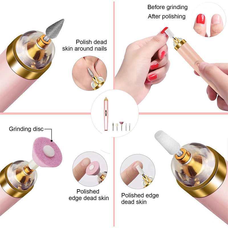 Electric Nail Drill Machine Nail Grinder Polishing Machine Portable Mini Electric Manicure Art Pen Tools For Gel Removal 1 Set