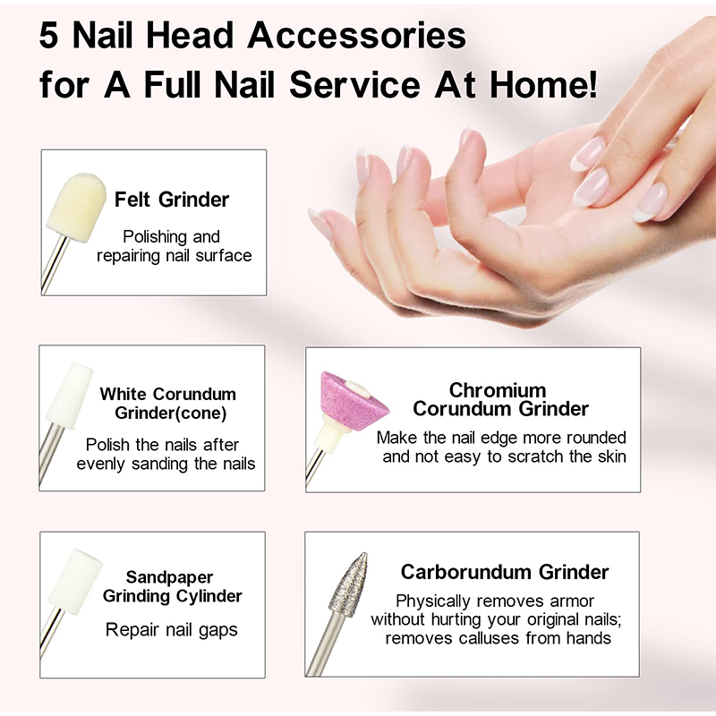 Electric Nail Drill Machine Nail Grinder Polishing Machine Portable Mini Electric Manicure Art Pen Tools For Gel Removal 1 Set