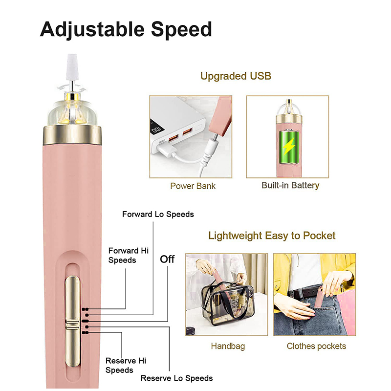 Electric Nail Drill Machine Nail Grinder Polishing Machine Portable Mini Electric Manicure Art Pen Tools For Gel Removal 1 Set