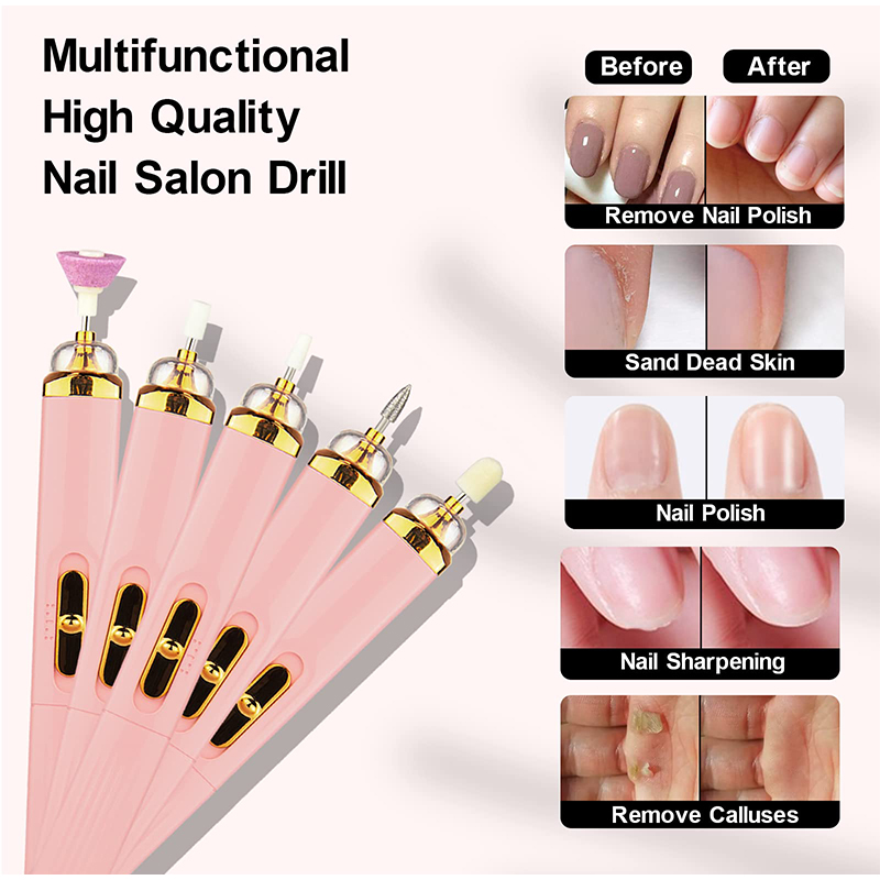 Electric Nail Drill Machine Nail Grinder Polishing Machine Portable Mini Electric Manicure Art Pen Tools For Gel Removal 1 Set