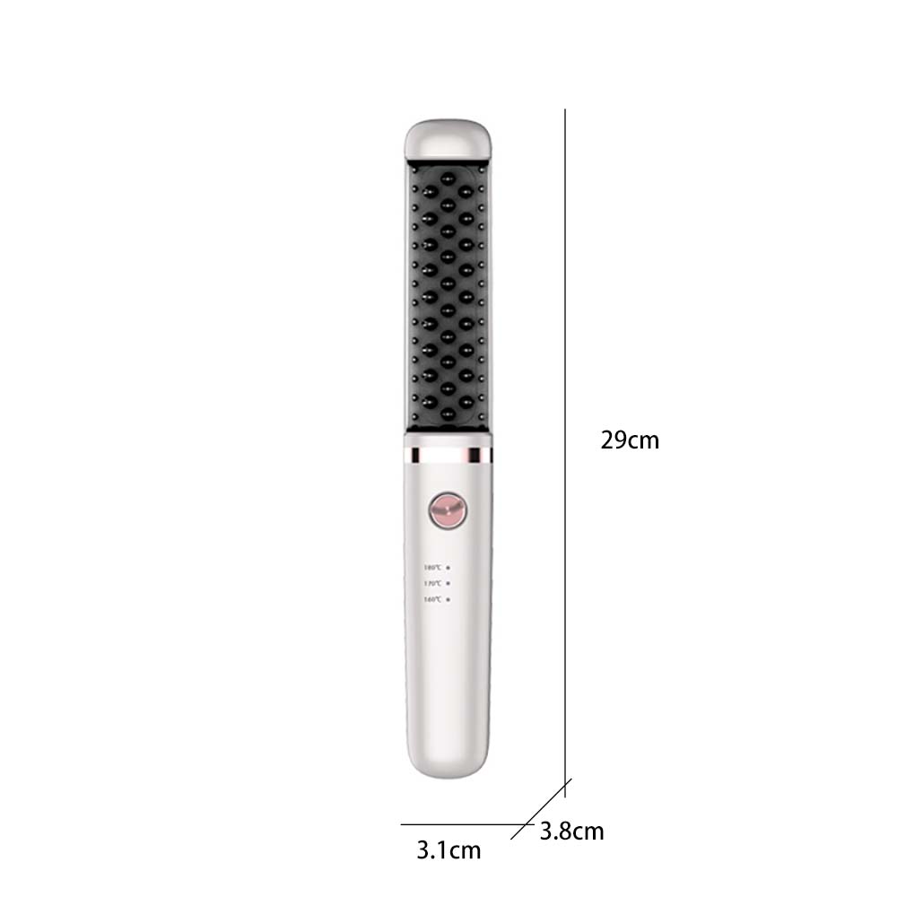 New Arrival White Rechargeable Hair Straightener Brush Wireless USB Recharge Easy to Carry 100-240v Universal Perm Machine