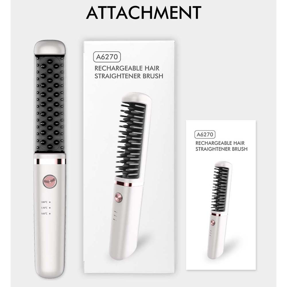 New Arrival White Rechargeable Hair Straightener Brush Wireless USB Recharge Easy to Carry 100-240v Universal Perm Machine