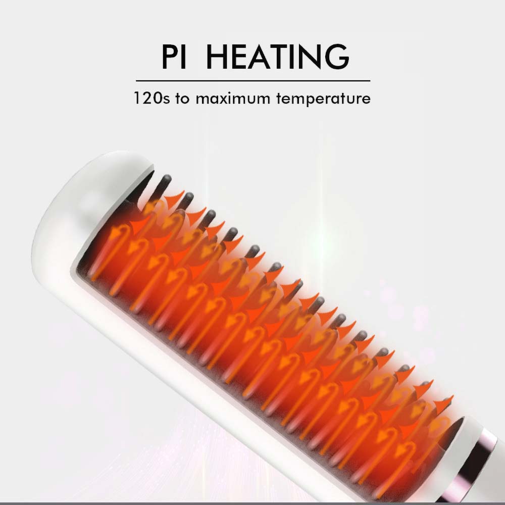 New Arrival White Rechargeable Hair Straightener Brush Wireless USB Recharge Easy to Carry 100-240v Universal Perm Machine