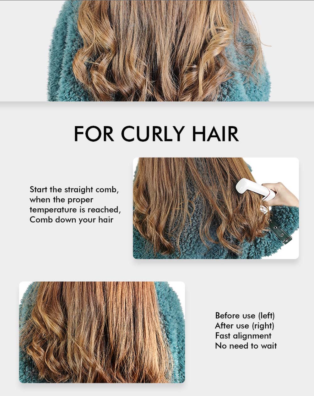 New Arrival White Rechargeable Hair Straightener Brush Wireless USB Recharge Easy to Carry 100-240v Universal Perm Machine