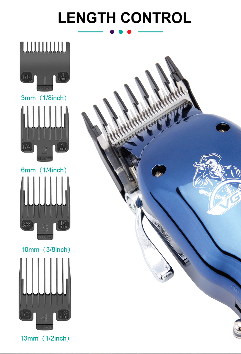 Hair Cutting Machine Electric Hair Clipper Professional Haircut Barber USB Rechargeable Cordless Hair Trimmer For Men V-679 Stainless Steel Blade With 4 Limit Comb 3/6/9/13 mm