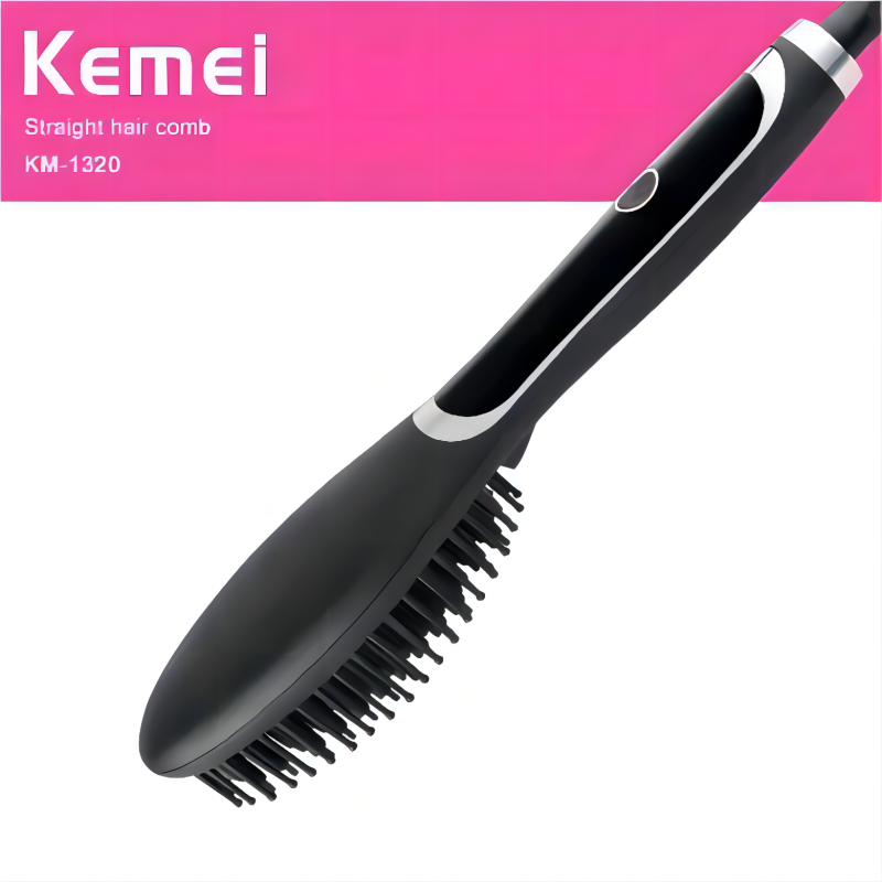 KM-1320 Hair Straightener Comb Hairdressing Salon Wave Curler Straight Curling Dual-purpose LED Display Hair Dryer Electric Hair Comb