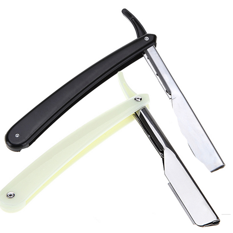 Men Straight Edge Folding Razor with Plastic Handle Vintage Salon Barber Manual Beard Shaver Cutter Holder without Blade