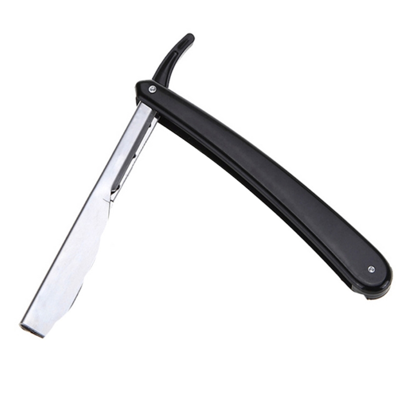 Men Straight Edge Folding Razor with Plastic Handle Vintage Salon Barber Manual Beard Shaver Cutter Holder without Blade