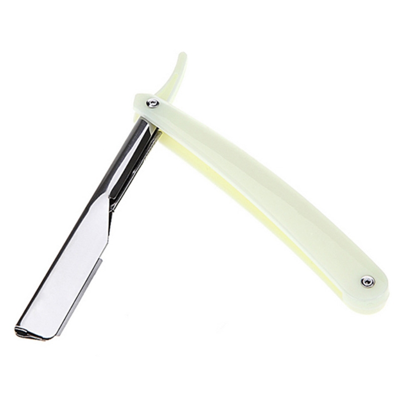 Men Straight Edge Folding Razor with Plastic Handle Vintage Salon Barber Manual Beard Shaver Cutter Holder without Blade