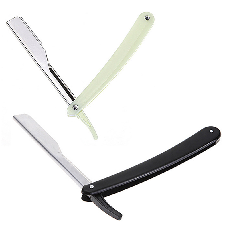 Men Straight Edge Folding Razor with Plastic Handle Vintage Salon Barber Manual Beard Shaver Cutter Holder without Blade