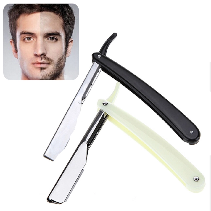 Men Straight Edge Folding Razor with Plastic Handle Vintage Salon Barber Manual Beard Shaver Cutter Holder without Blade
